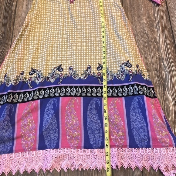 TAN Purple & Pink Paisley Pattern Indian Dress Kurta - Picture 6 of 6